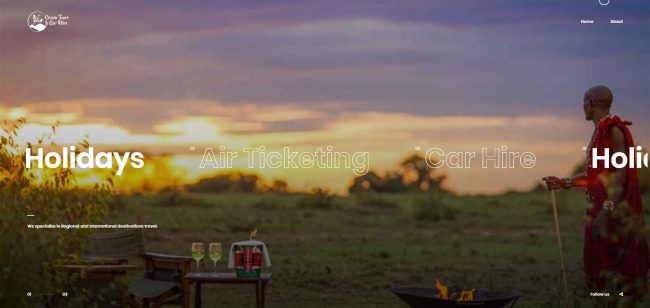 Crown tours and car hire landing page