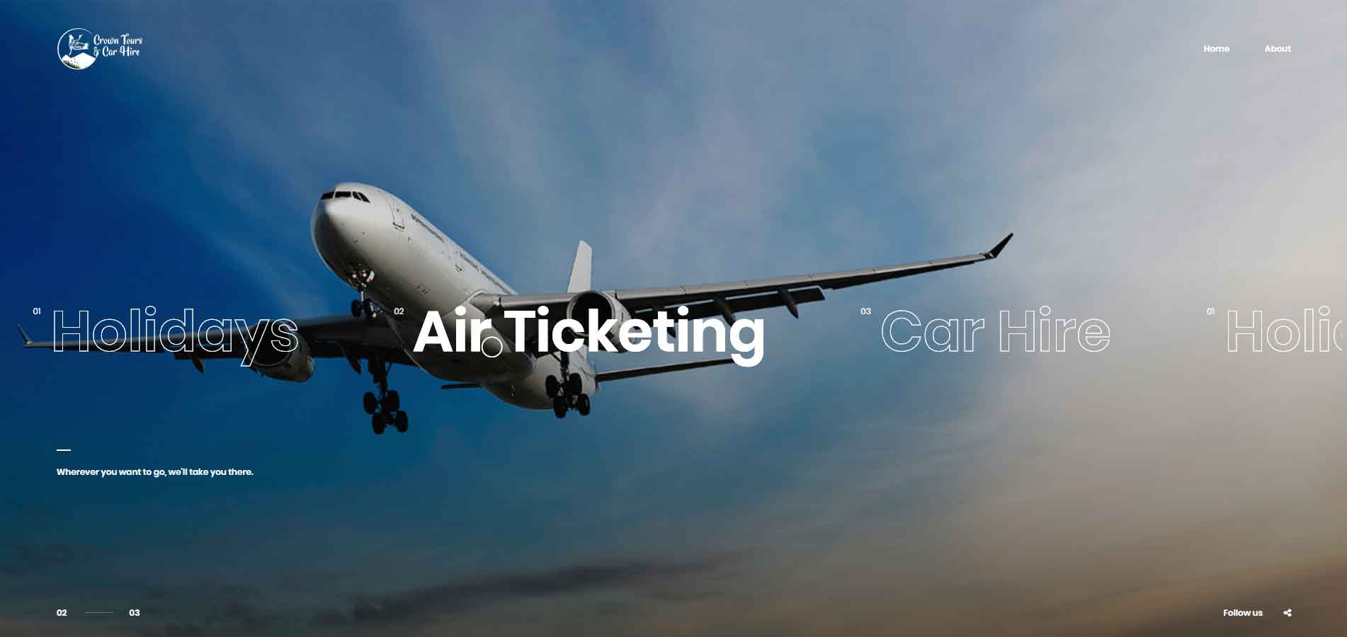 Crown Tours & Car Hire landing page